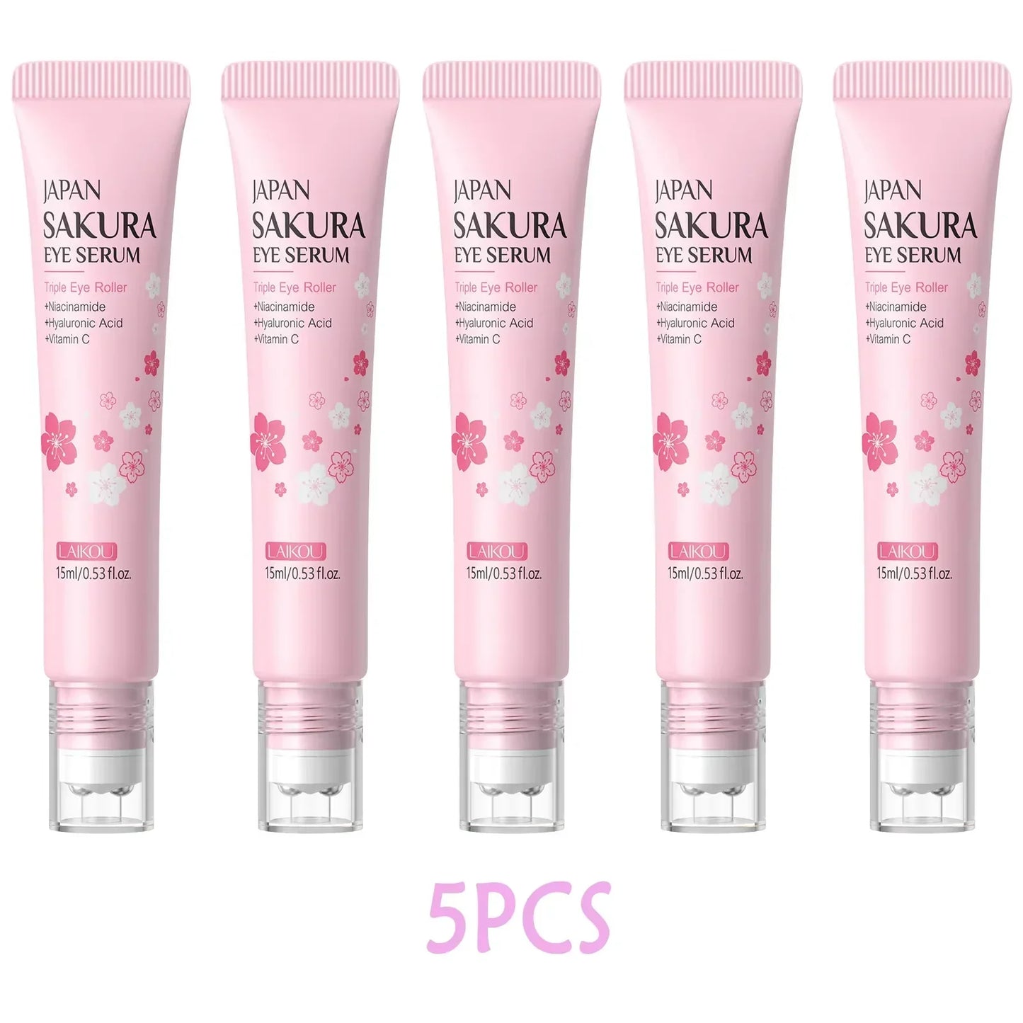 LAIKOU Sakura Eye Serum – Triple Roller, 15ml Peaceful Pleasures Health and Wellness 5pcs