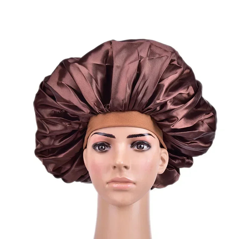 Satin Sleep Bonnet – Silky Oversized Hair Wrap Cap for Women