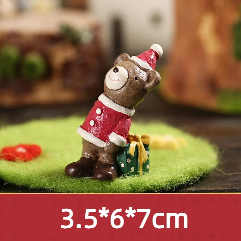 Christmas Cartoon Animal Ornaments Santa Claus Reindeer Resin Crafts