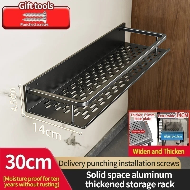 Aluminum Wall-Mounted Shelf | Spice & Bathroom Organizer Rack