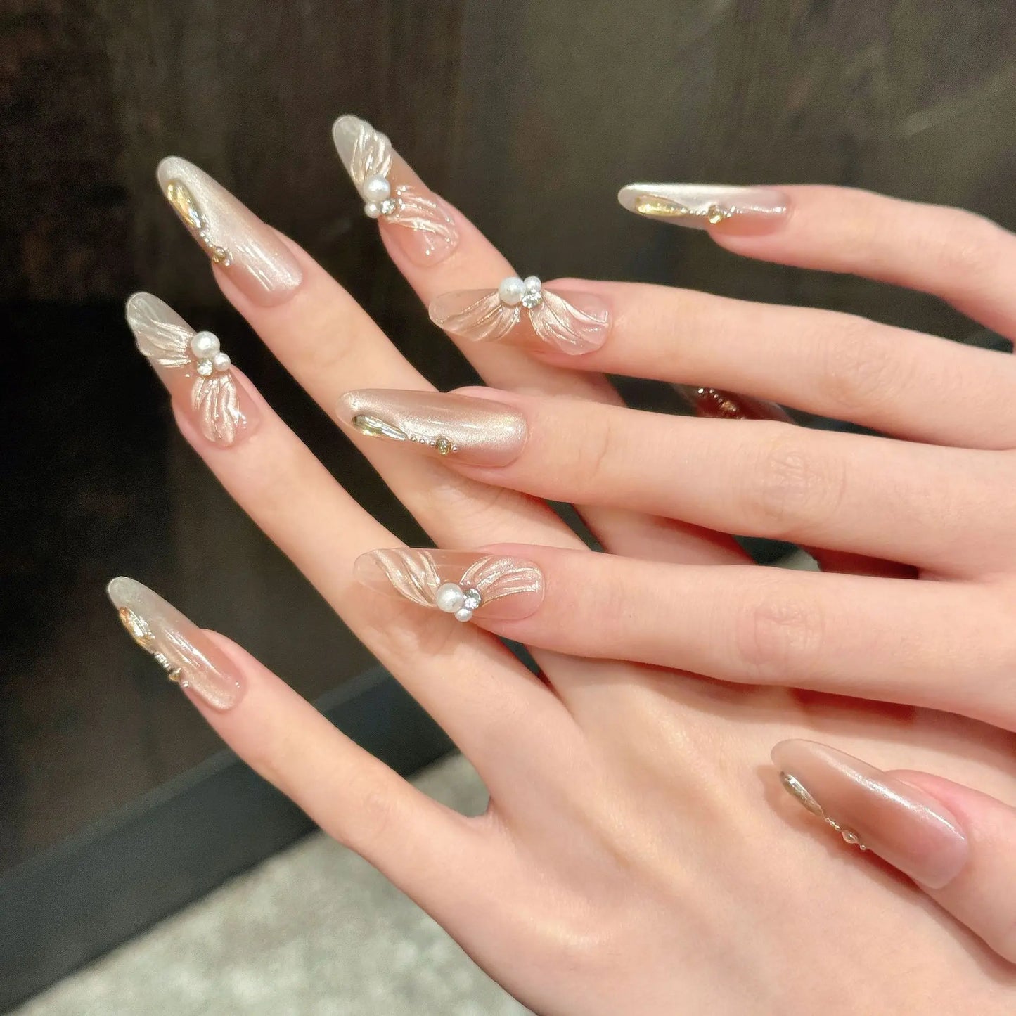 10pcs Handmade Press on Nails Sweet Pink Ballet Lady Fake Nail Tips Wearable Detachable Fashion Pearl Diamond Decor False Nails Peaceful Pleasures Health and Wellness