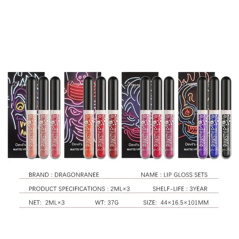 Dragon Ranee Halloween Lip Gloss Set – Sparkling Purple & Black Trio