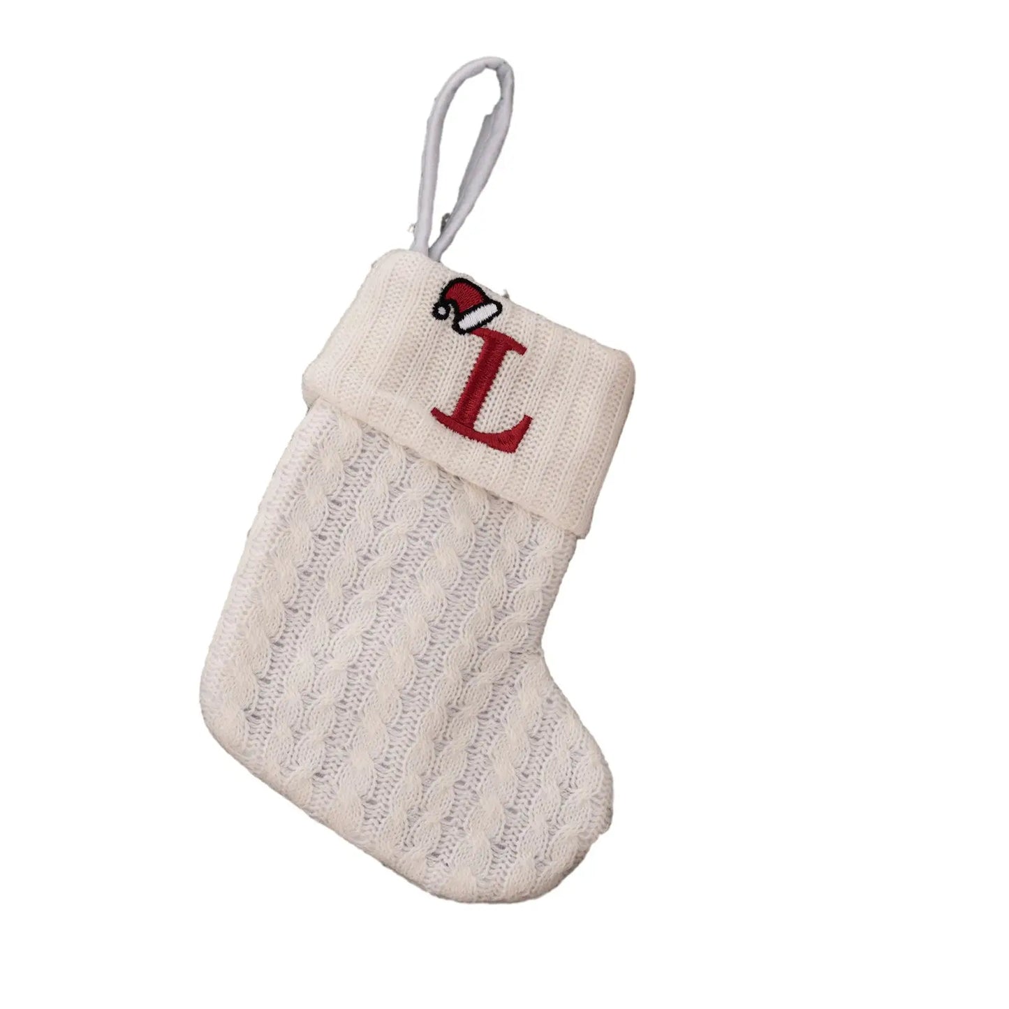 Knitted Christmas Stocking with Hanging Rope | Kids Candy Bag