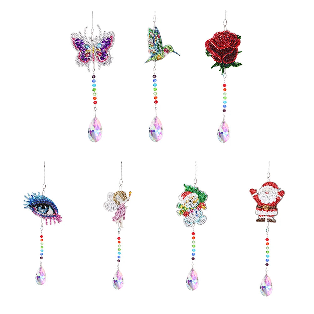 Diamond Mosaic DIY Light Catch Wind Chime Pendant Rhinestone Hanging Wall Ornament Rhinestone Picture Home Decoration Gifts Peaceful Pleasures Health and Wellness
