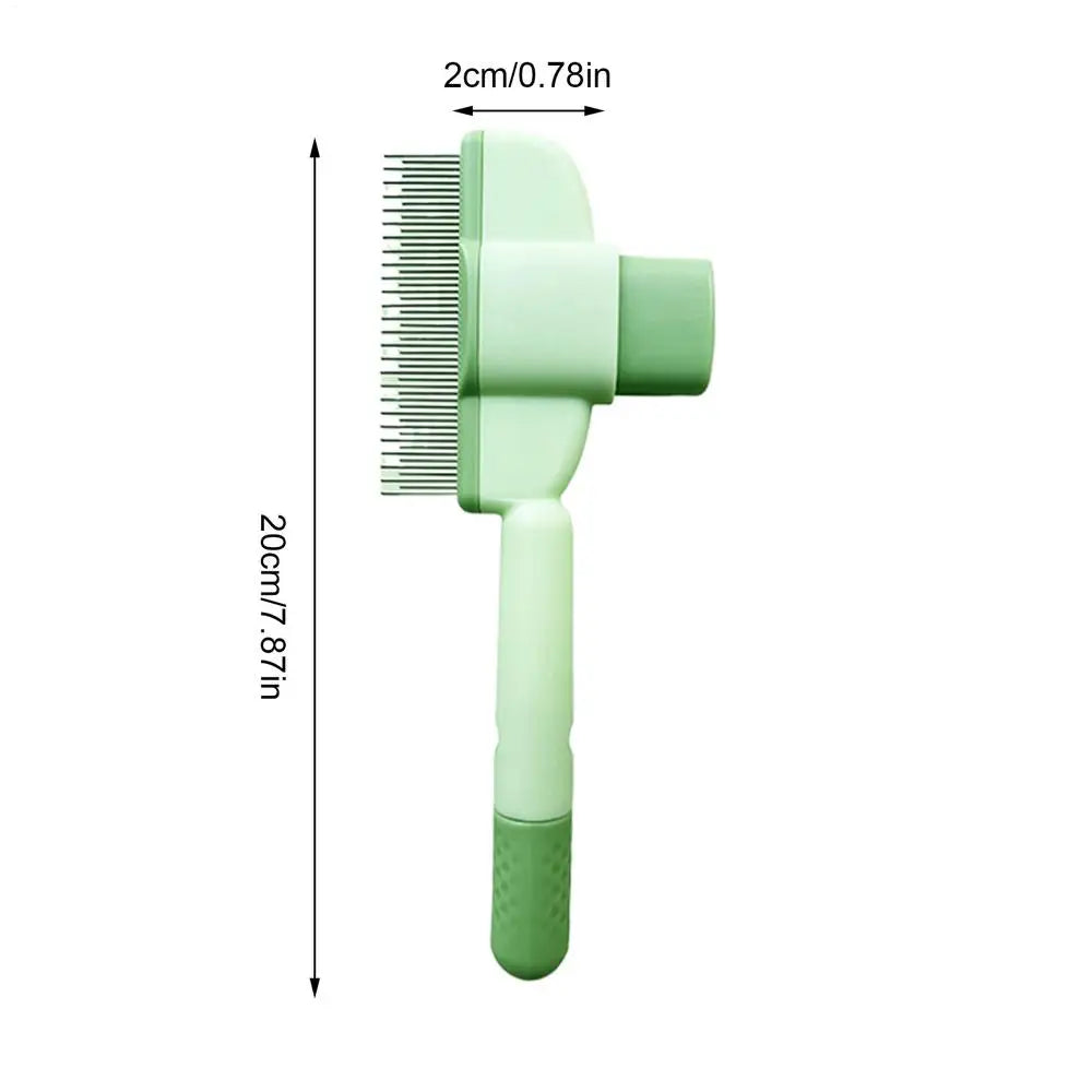 Dog Grooming Comb Cat Dog Hair Remover Brush with Release Button Pet Hair Grooming Care Comb Cleaning Brush For Long Hair Dog Peaceful Pleasures Health and Wellness Green China Mainland