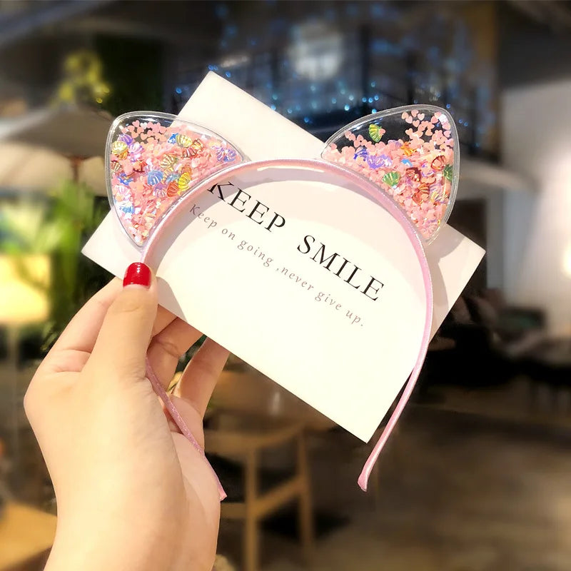 Cute Shining Sequin Cat Ears Hairband Girls Sweet Princess Headband