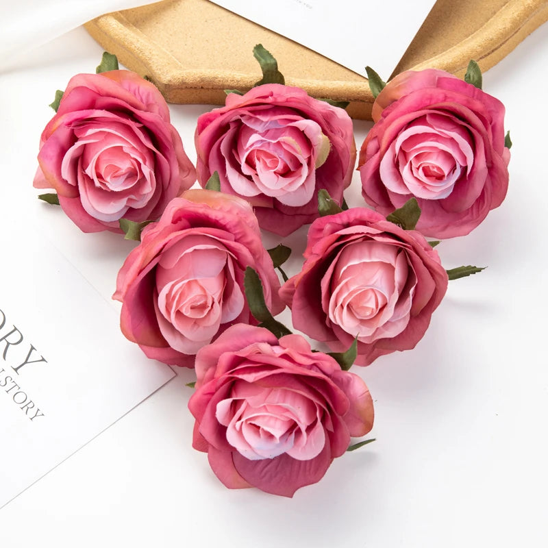 Artificial Silk Rose Heads 5/10pcs | Wedding & Home Decor