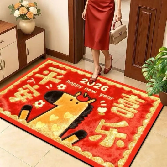2026 New Year Horse Door Mat – Anti-Slip Quick Dry Rug Festive Door Mat Oasis Select Style 3