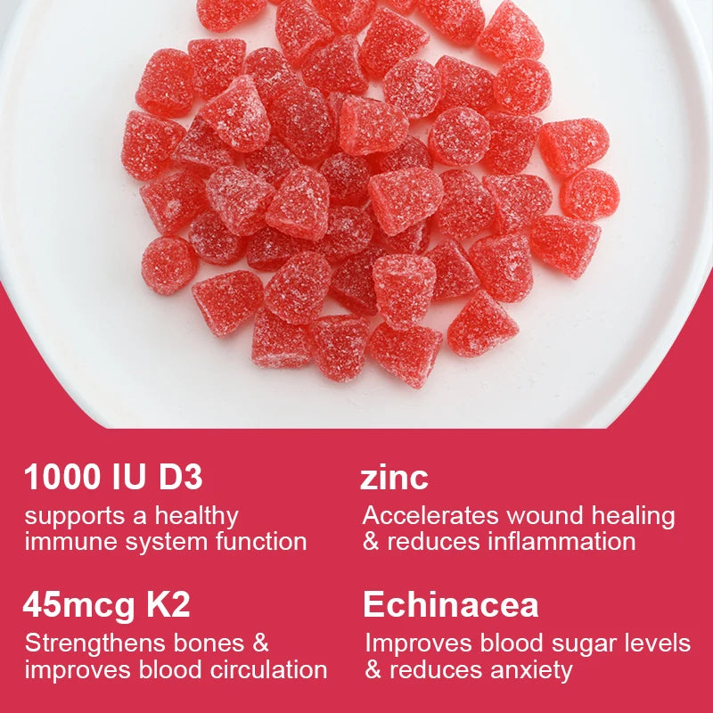 Vitamin D3 + K2 Gummies – 60ct Bone & Muscle Support Dietary Supplement Peaceful Pleasures Health and Wellness