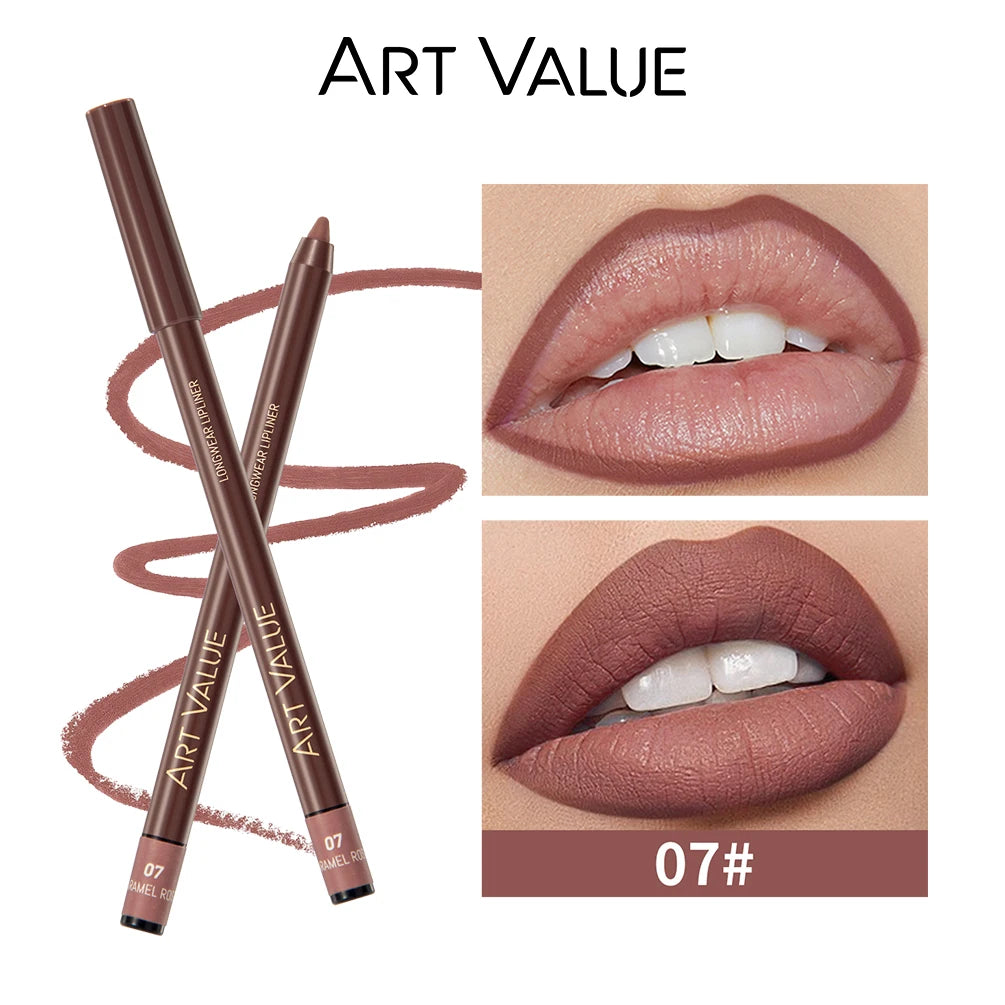 QIBEST Lipliner Pencil Matte Nude Red Contour Tint Lipstick Long Lasting Non-stick Cup Lipliner Pen Makeup Lip Stain Pencil Peaceful Pleasures Health and Wellness 07