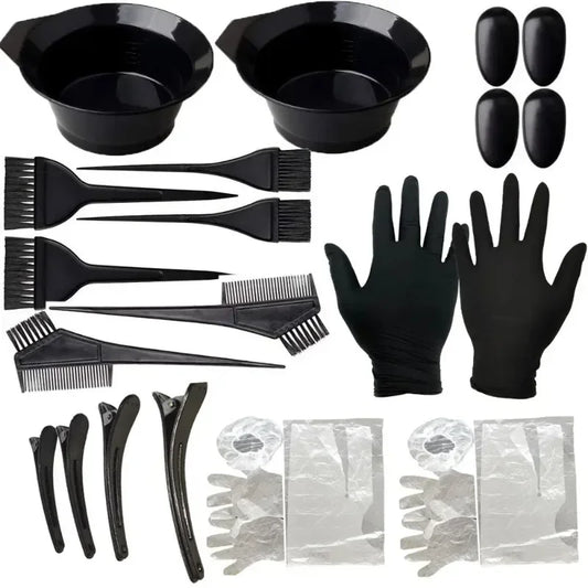5/22Pcs Set Home Salon Hair Dyeing Brush Hair Dyeing Cream Bowl Coloring Brush Comb Earcap Clips Dyeing Cape Kits Hair Tint Tool Peaceful Pleasures Health and Wellness