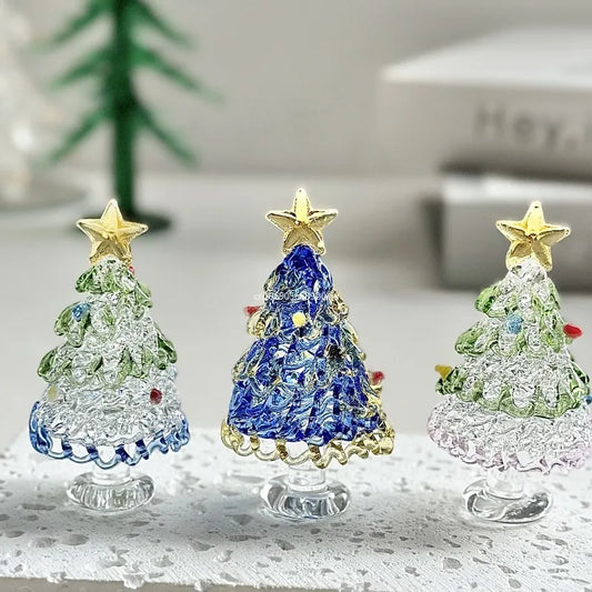 Colored Glaze Christmas Tree Decorations Elegant Exquisite Natural Crystal Christmas Tree Ornaments Festival Home Furnishing Peaceful Pleasures Health and Wellness