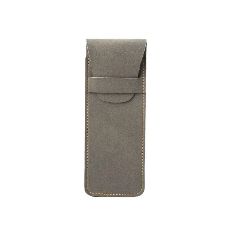 PU Leather Pen Holder Flip Pouch for Fountain Ballpoint Pencil Protective Sleeve Cover for Office College Handmade Case Peaceful Pleasures Health and Wellness Gray