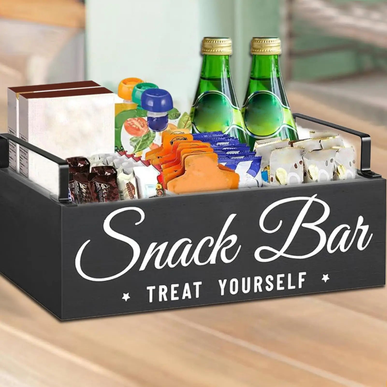 Wooden Coffee & Tea Station Organizer | Pod Holder with Handles Coffee Station Organizer Peaceful Pleasures Health and Wellness