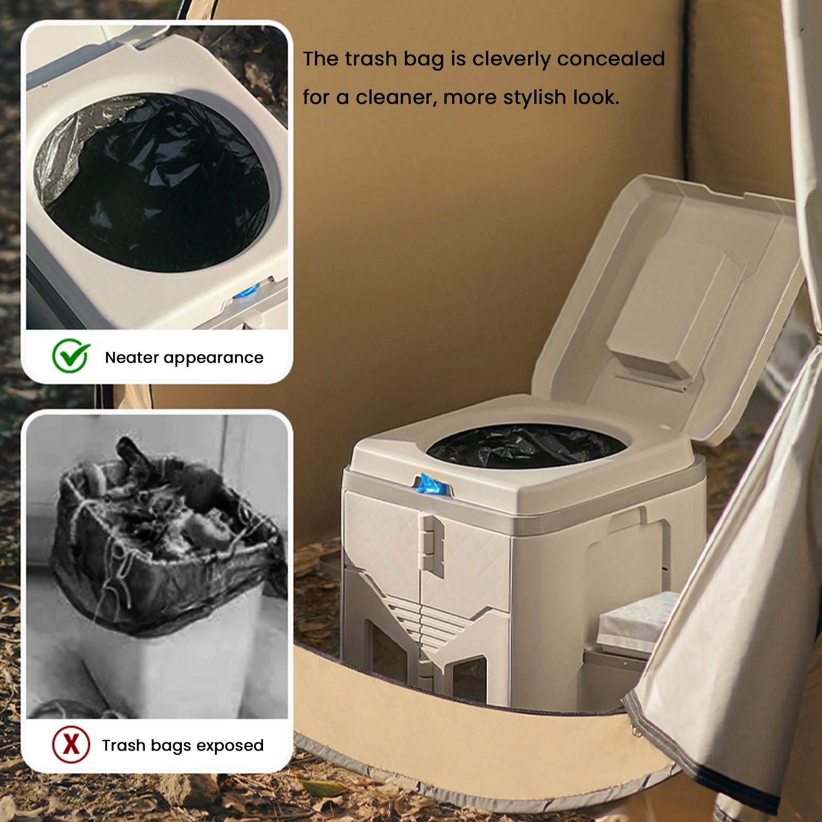 Portable Folding Toilet for Camping Car Outdoor Travel Emergency Commode Potty 150kg Load Capacity for Hiking Long Trip Peaceful Pleasures Health and Wellness