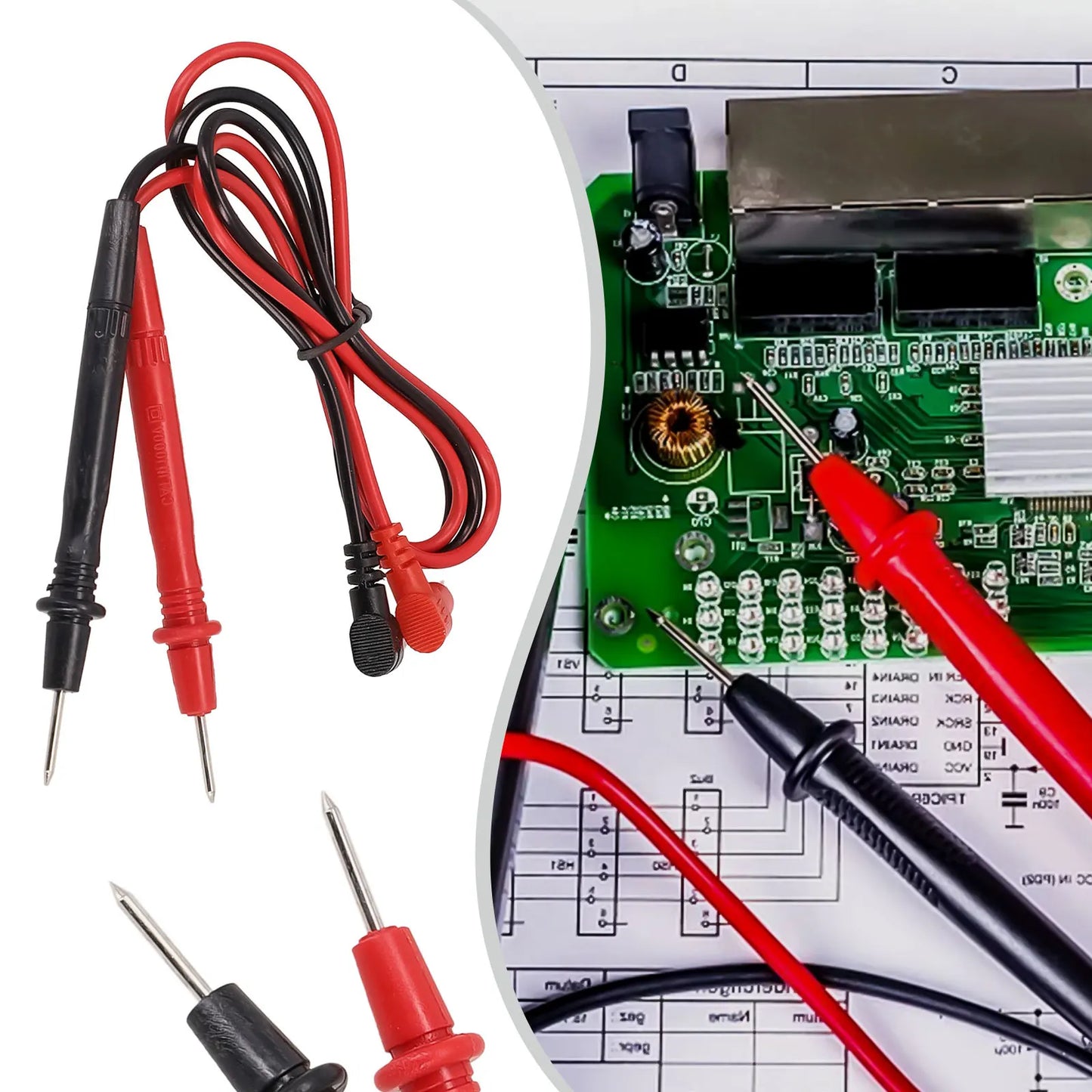 1 Pair 1000v 10A Multimeter Tests Tester Cable Tool Needles Point