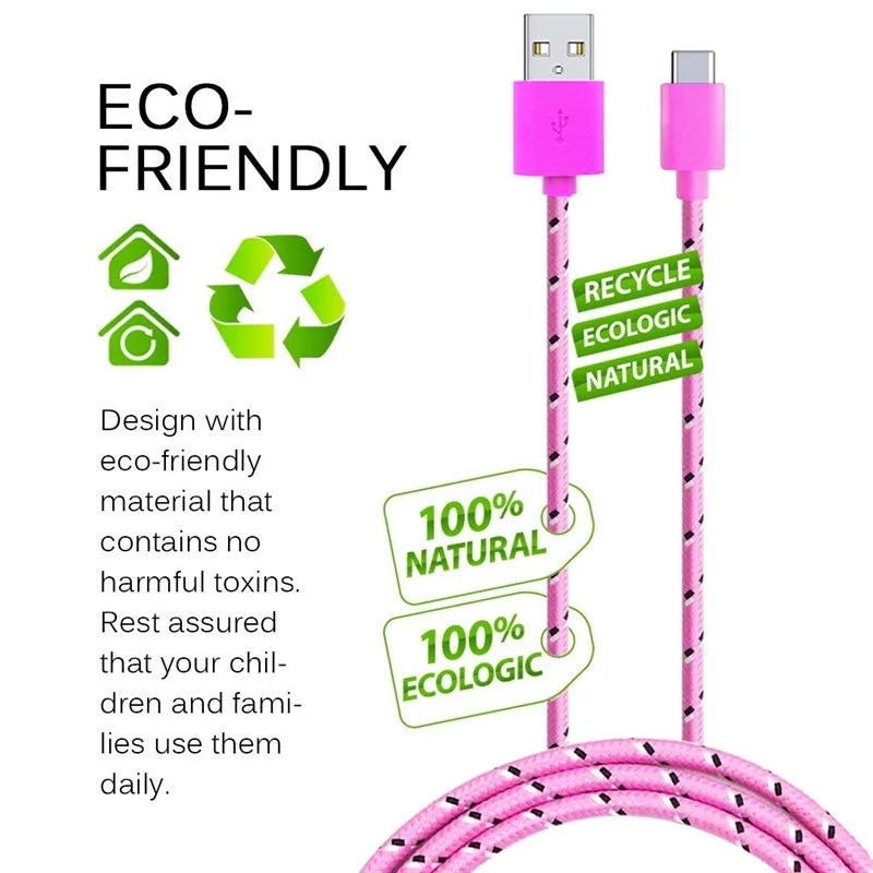 Nylon Braided USB-A to USB-C Fast Charging Cable 2A | 1M–3M