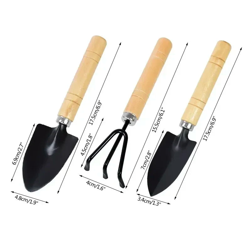 3-Piece Mini Garden Tool Set – Trowel, Shovel & Rake