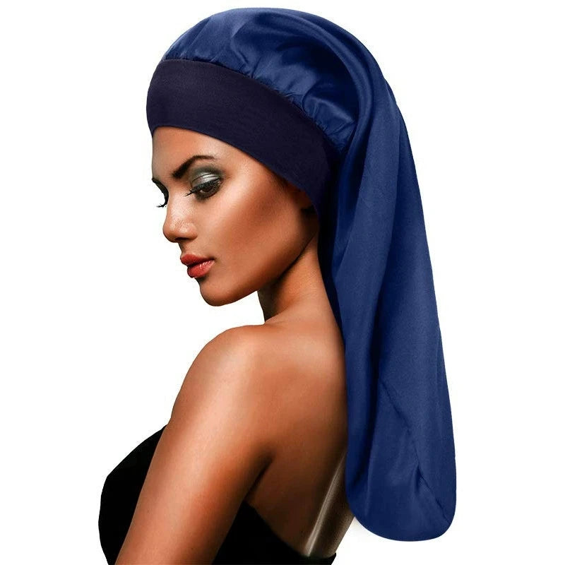 Large Satin Sleep Bonnet | Silky Night Cap with Adjustable Button