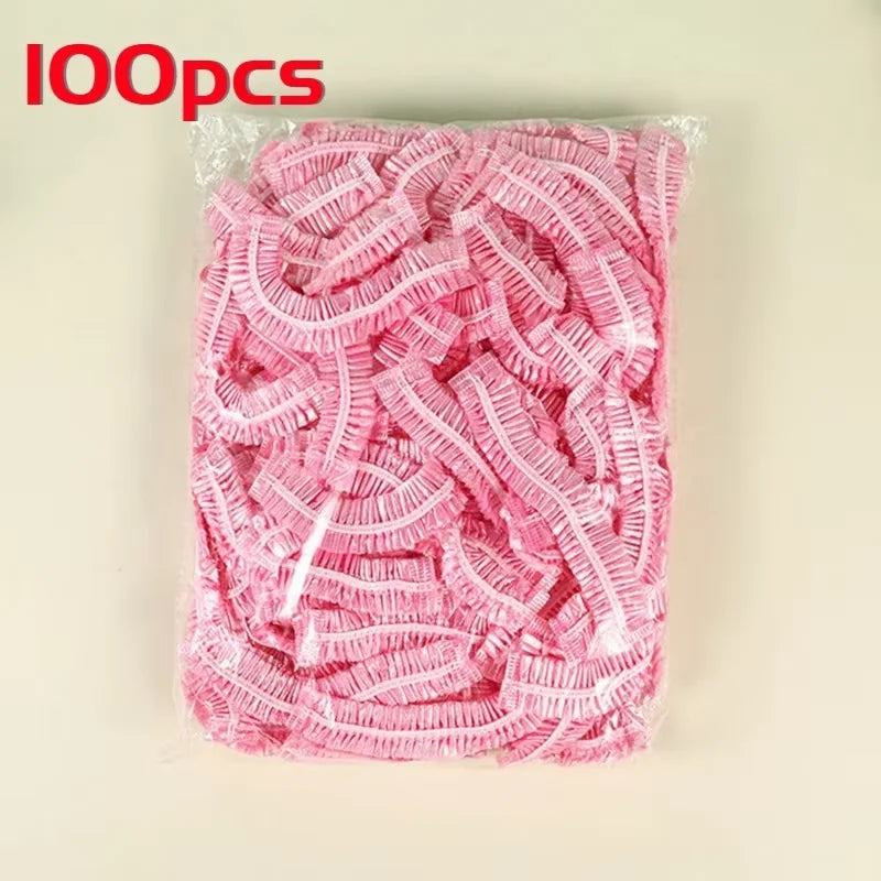 Disposable Shower Caps 100-Pack – Waterproof Elastic Hair Cover