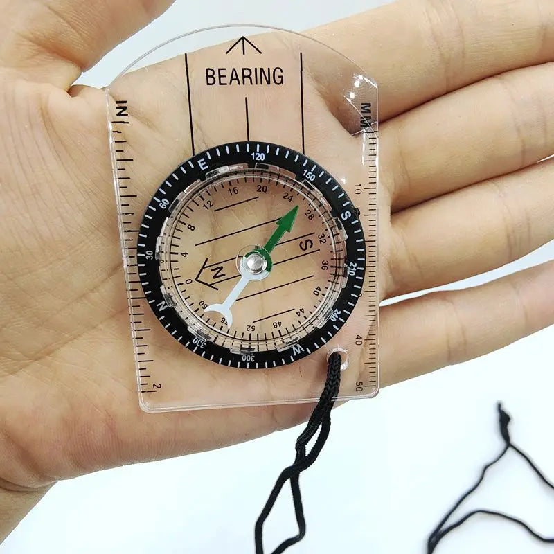 2-in-1 Outdoor Compass & Map Ruler – Acrylic Hiking Navigator