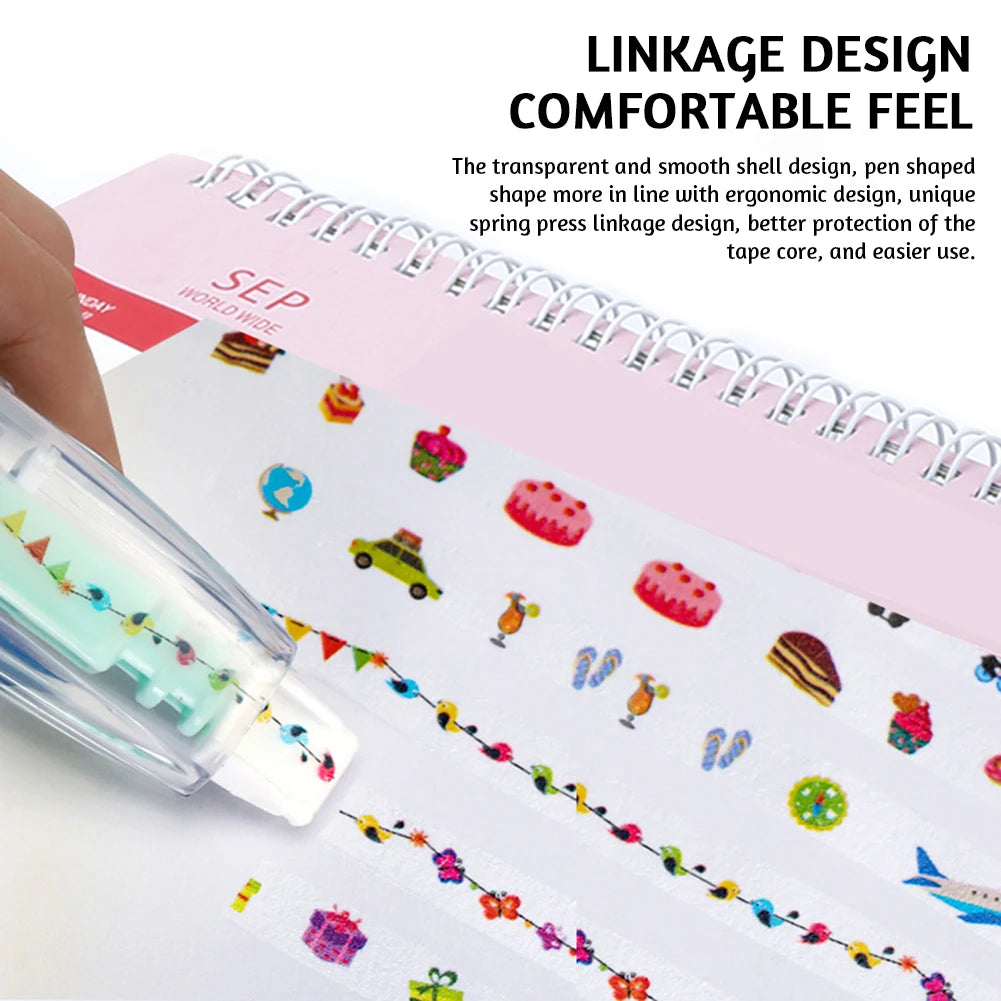Correction Tape Decorative Sticker Pen Animal Press Type Decorative Pen Cute Pattern Decorative Tape Student Stationery Supplies Peaceful Pleasures Health and Wellness