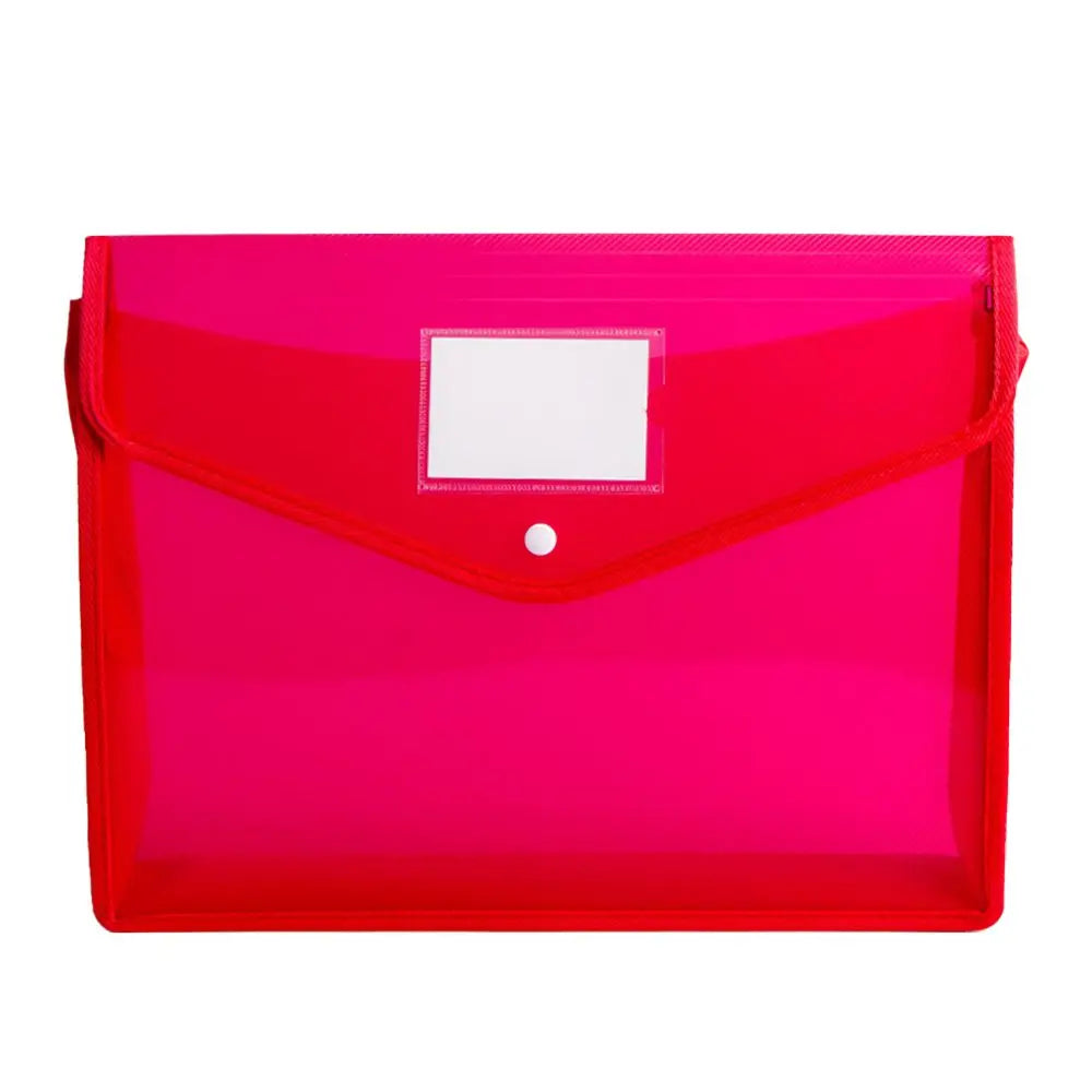 Portable Storage For School Home Work Office Plastic Snap Button File Bags Stationery Cases Folders Organizers File Envelopes Peaceful Pleasures Health and Wellness red