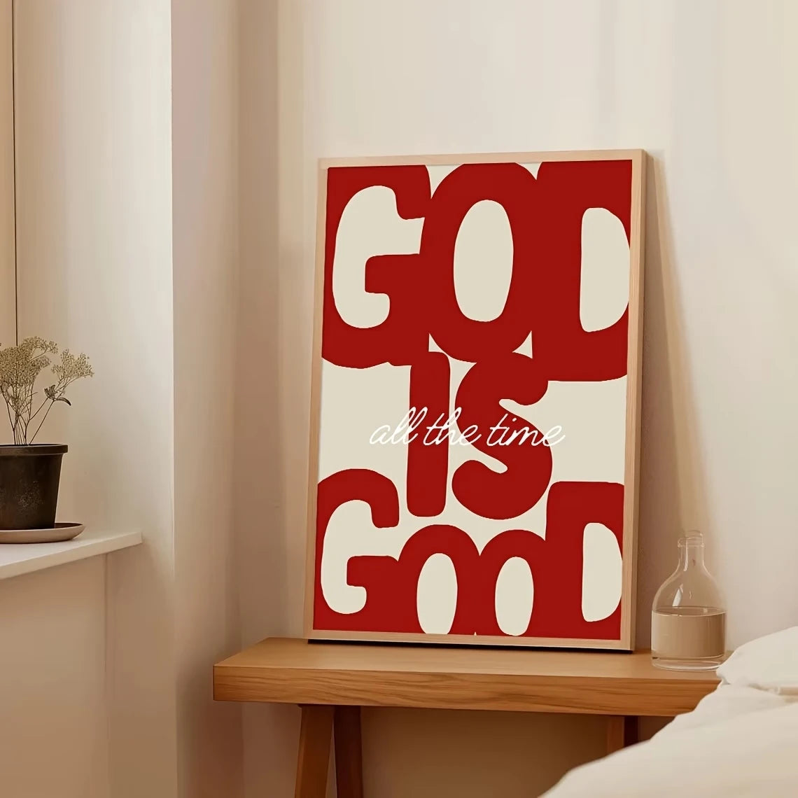 Modern,Retro Red God is Good Christian Quote Wall Art Print Canvas Painting Poster Picture For Bedroom,Living Room Home Decor Peaceful Pleasures Health and Wellness