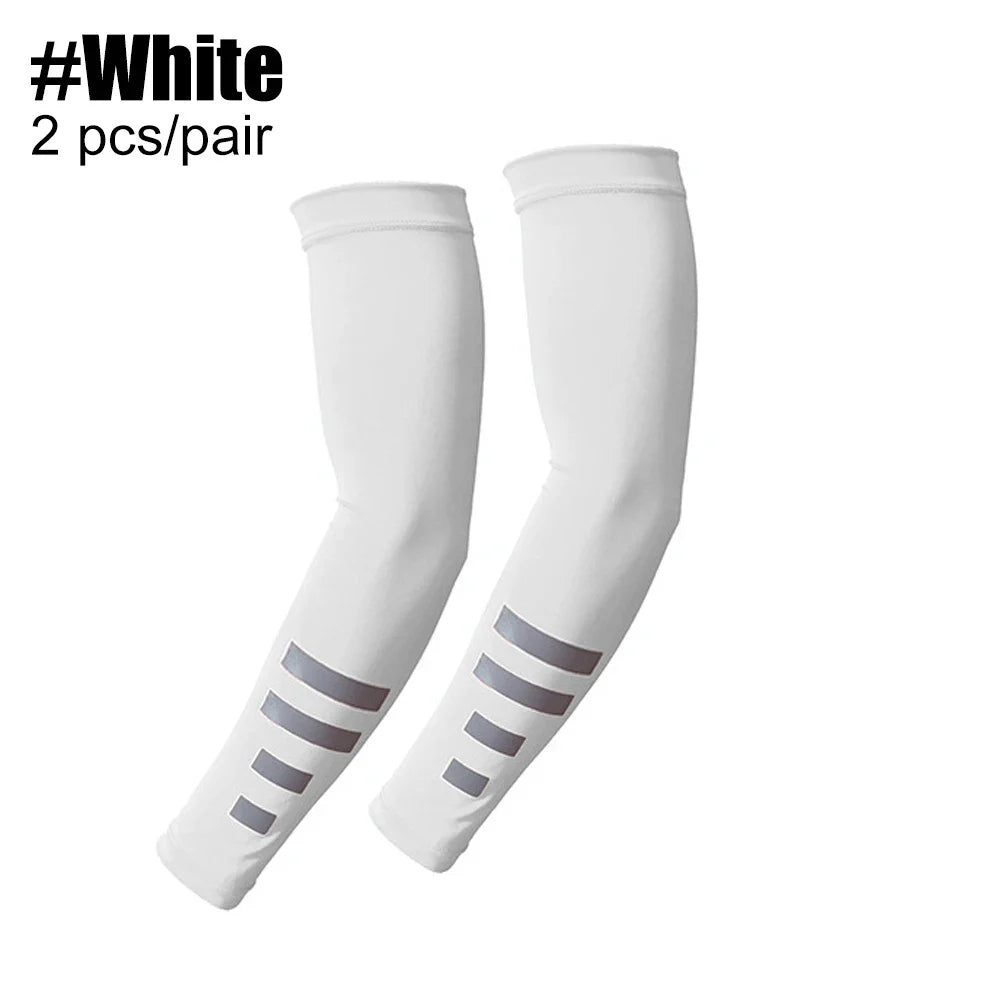 Fingerless Gloves & Arm Warmers Set - Thumb Hole Knit Sleeves for Running, Cycling, Gym - Men & Women (1 Pair) Peaceful Pleasures Health and Wellness White-1Pair
