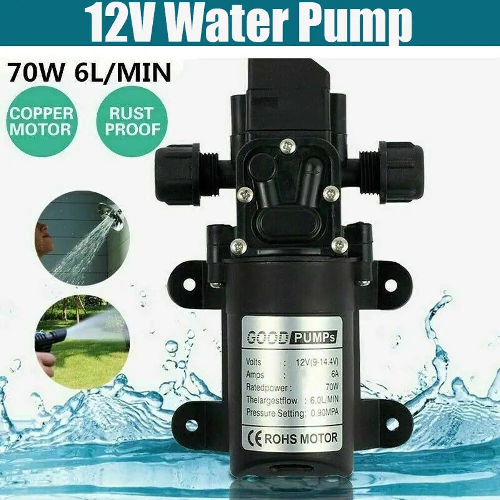 70W 130PSI Diaphragm Self-Priming Water Pump DC12V 6L/Min