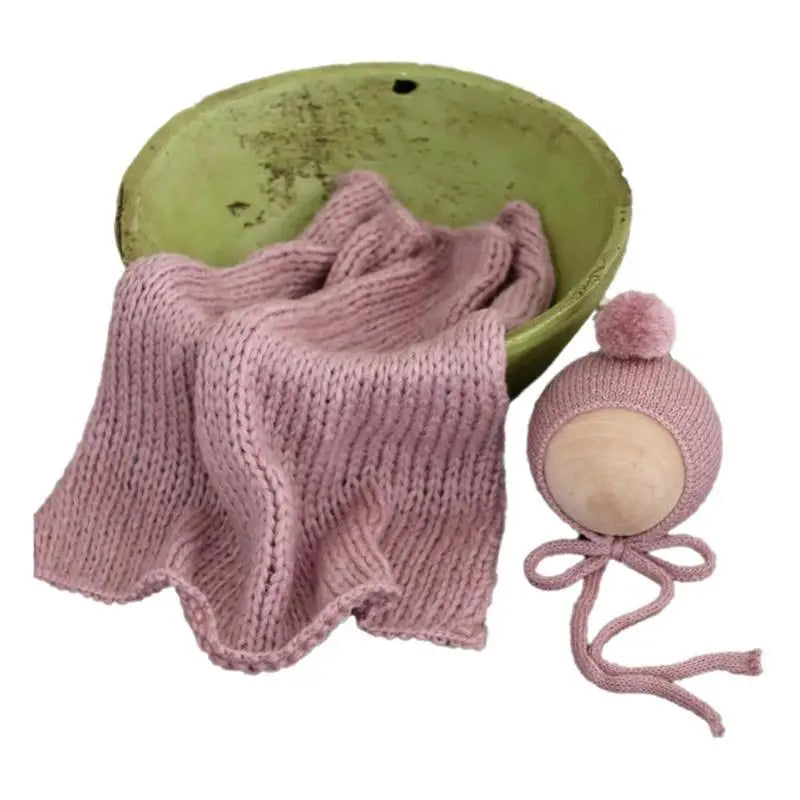 Newborn Photography Props – Mohair Hat & Wrap Blanket Set