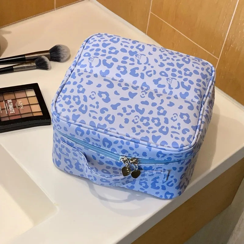 Hot Leopard Print Hanging Toiletry Bag Large Capacity Stand-Up Makeup Cosmetic Organizer Multifunctional Travel Cases Peaceful Pleasures Health and Wellness