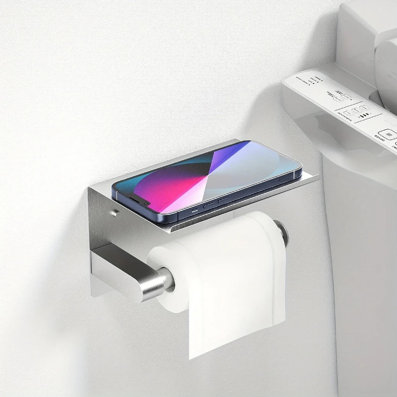 Stainless Steel Wall-Mounted Toilet Paper Holder with Shelf
