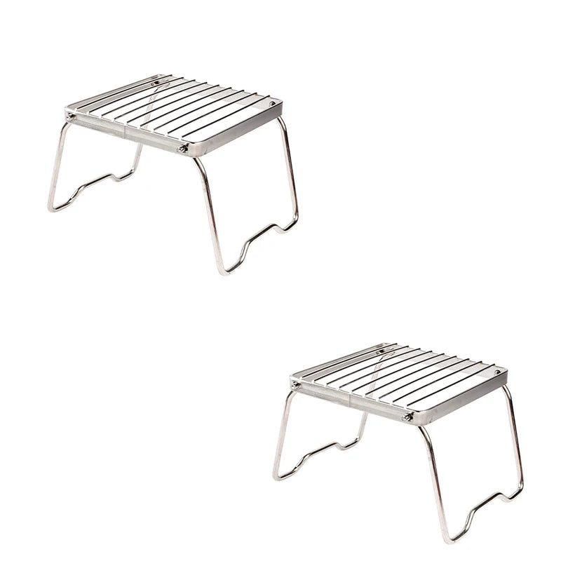 Outdoor Stainless Steel Stove Holder Camping Portable Folding Barbecue Rack Grill Supplies Lighter Steel Brazier Stand 3 Pcs Peaceful Pleasures Health and Wellness 2 pcs
