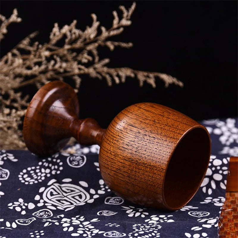 Handmade Solid Spruce Wood Goblet | Natural Wooden Wine Cup
