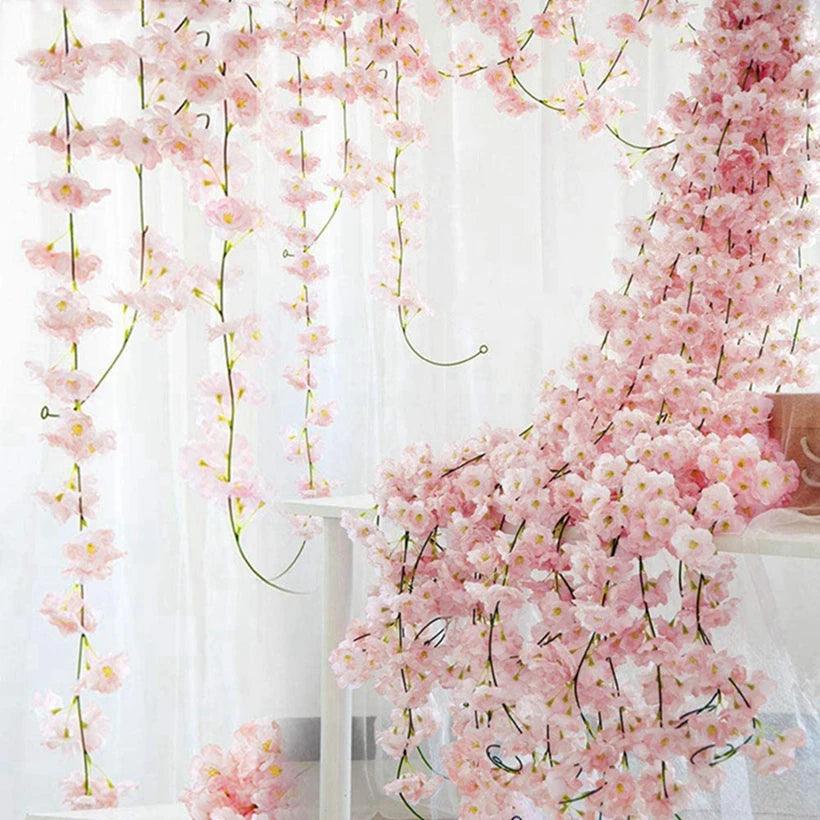 Silk Cherry Blossom Artificial Vine for Wedding & Home Décor