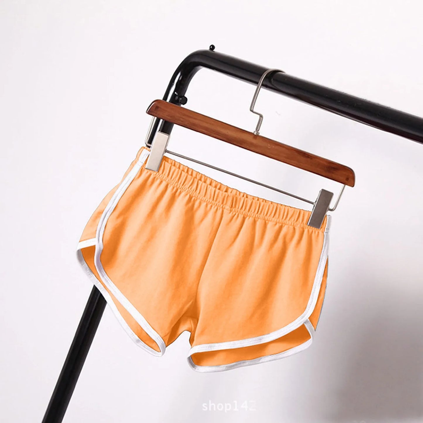 Sports Shorts Women Summer New Candy Color Anti Emptied Skinny Shorts Casual Lady Elastic Waist Beach Correndo Short Pants Peaceful Pleasures Health and Wellness Saffron XL