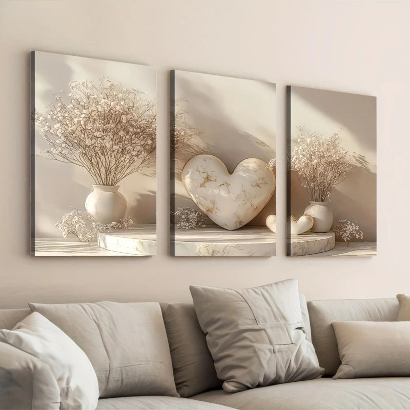 3-Piece Minimalist Floral Canvas Wall Art | Unframed Prints Canvas Wall Art Peaceful Pleasures Health and Wellness 80x120cm No Frame ZLH11323-3pcs