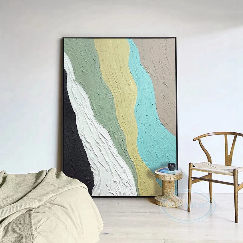 Colorful Textured Canvas Poster Abstract Wall Art Oil Painting Handmade Acrylic Mural Living Room Bedroom Aisle Decor Picture Peaceful Pleasures Health and Wellness