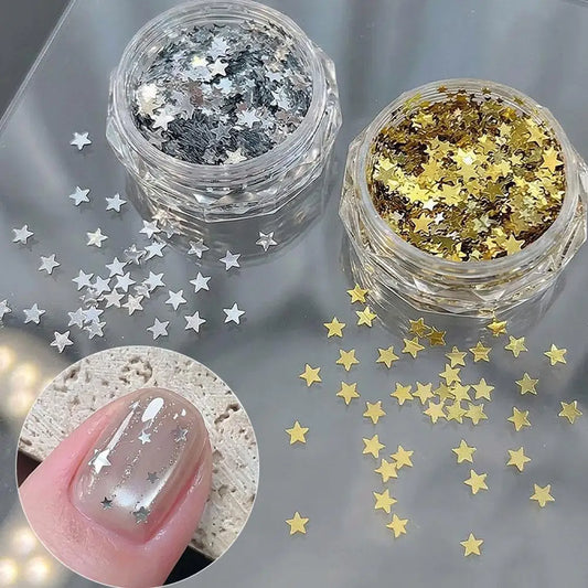 Silver Star Nail Glitter Sequins – Shiny Flakes for Nail Art Nail Art Sequins Oasis Select