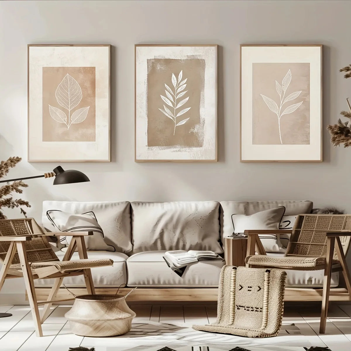 Wall Art Decor Paintings Warm Tones Posters Home Creative Gifts 3pcs Neutral Minimalist Abstract Fern Boho Peaceful Pleasures Health and Wellness