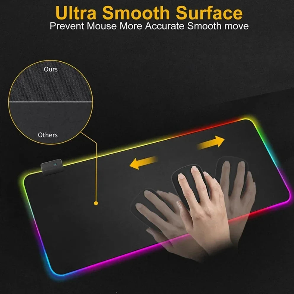 RGB Gaming Mouse Pad | 14 Glow Modes & Non-Slip Base