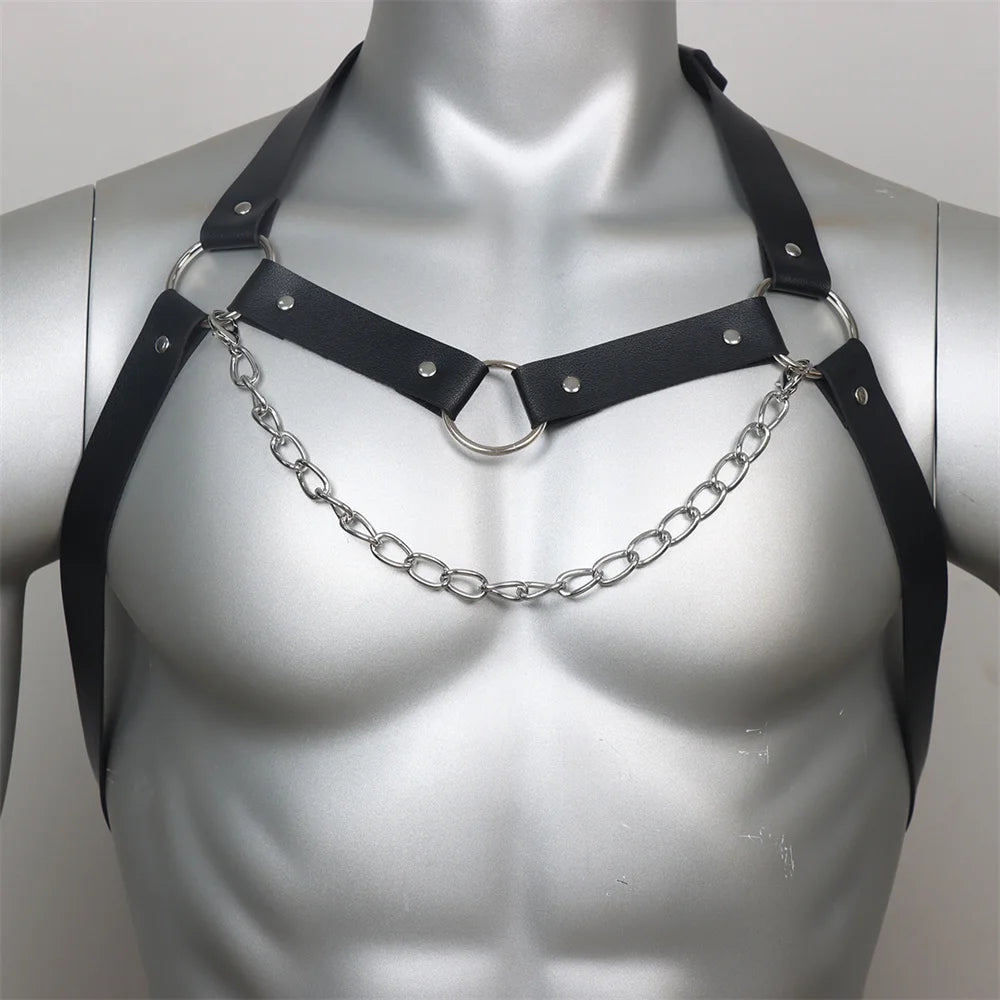 Fetish Men Sexual Chest Leather Harness Belts Adjustable BDSM Gay
