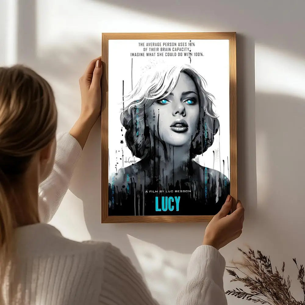 Movie L-Lucy Poster HD Self Adhesive Waterproof Wall Art Ideal for Home Office Dorm Bedroom Great Gift Peaceful Pleasures Health and Wellness White5 50X70cmNoframe