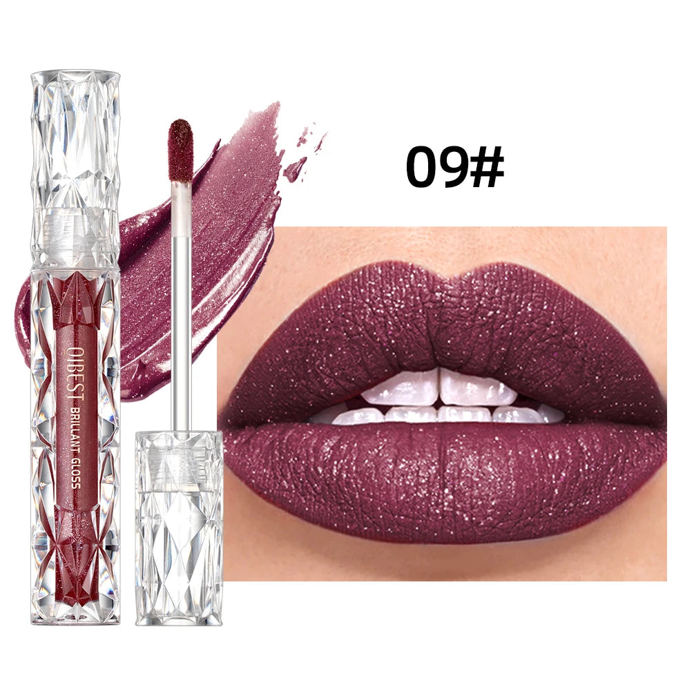 QIBEST Waterproof Diamond Shimmer Glitter Lipgloss Matte Liquid Lipstick Shiny Pearl Lip Glaze Long Lasting LipTint Women Makeup Peaceful Pleasures Health and Wellness 9