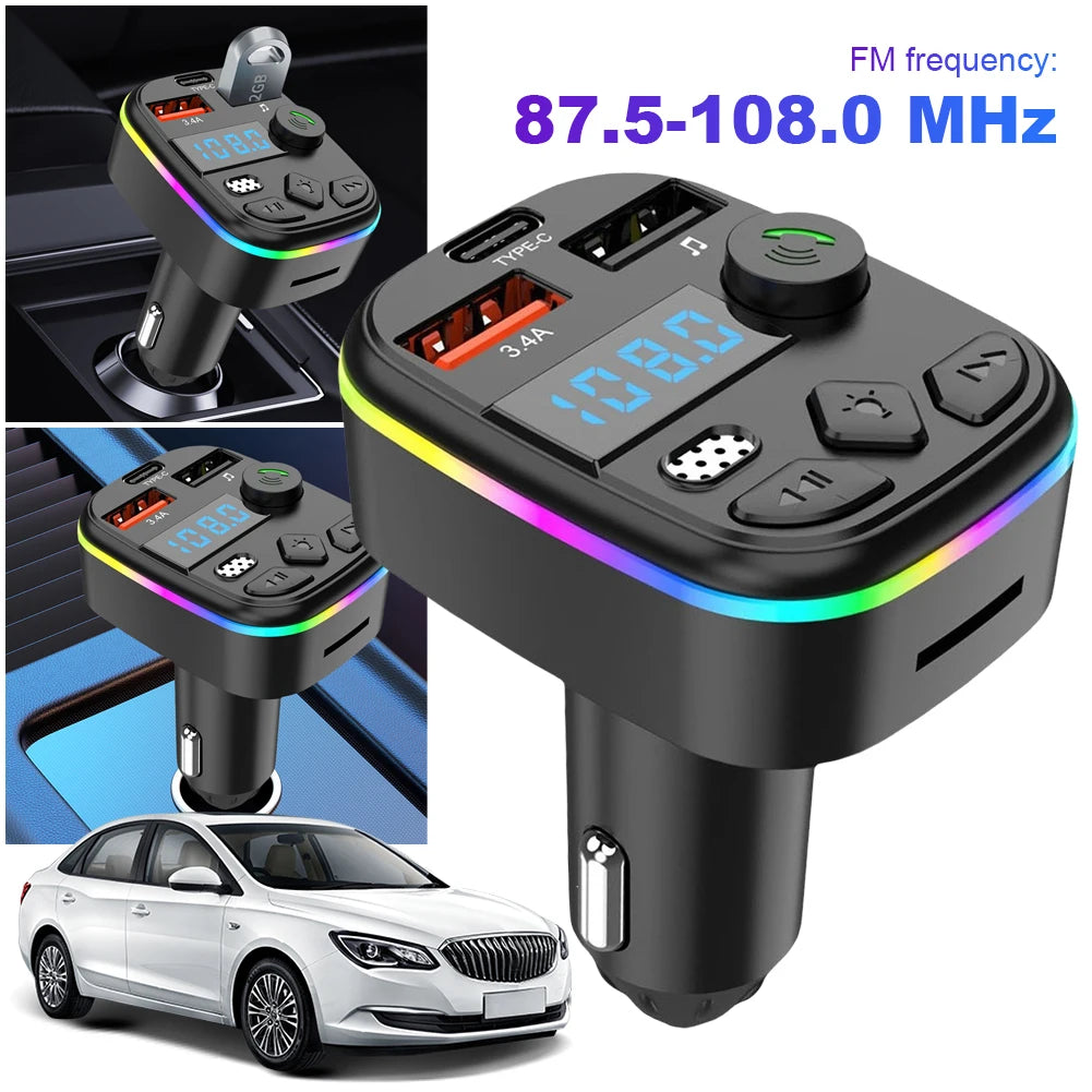 Car MP3 Player Bluetooth-Compatible 5.3 Support TF Card U Disk Car Charger Dual USB Type C Cell Phone Charger MP3 Player Adapter Peaceful Pleasures Health and Wellness