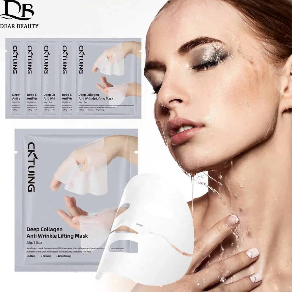 5PCS Collagen Face Masks Deep Hydrating Moisturizing Brightening Firming Skin Facial Masks Split Sheet Mask Korean Skin Care Peaceful Pleasures Health and Wellness