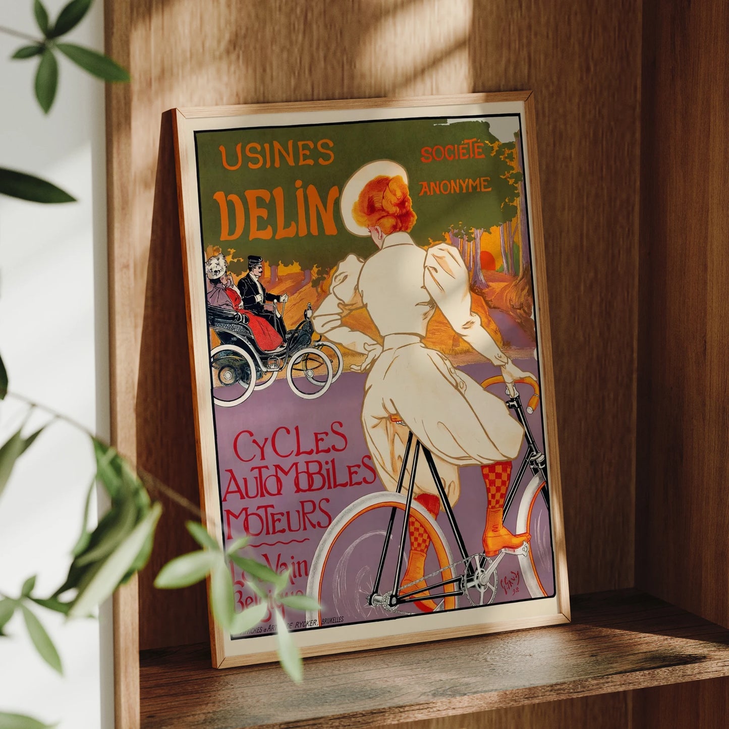 Retro Vintage Bicycle & Auto Canvas Wall Art Print Poster