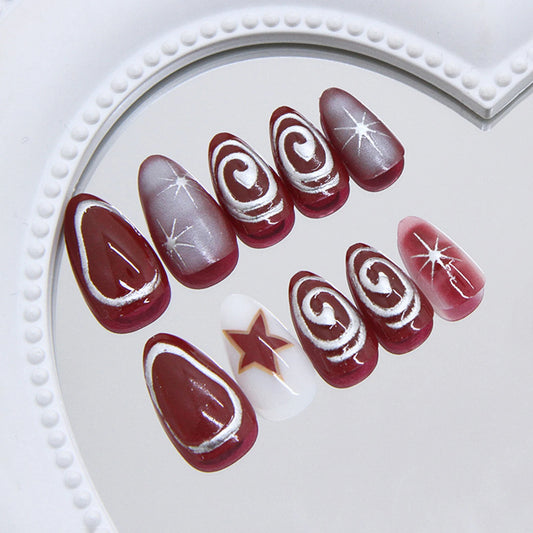 24pcs Star Metallic Press On Nails – Almond Reusable False Nails Press On Nails Peaceful Pleasures Health and Wellness