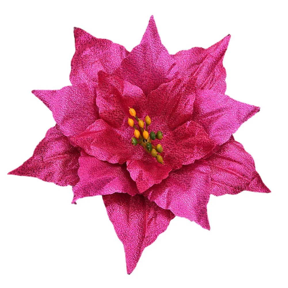 Glitter Poinsettia Christmas Flower Decoration 20cm | 10 Colors